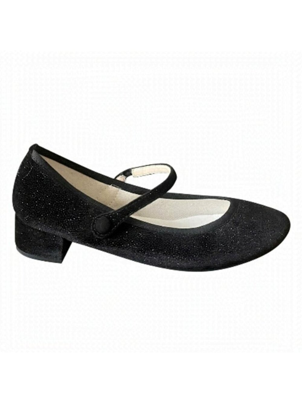 Repetto Rose Black Velvet Mary Janes w/ Silver Sparkle Low Heels - 35/5, BNIB
